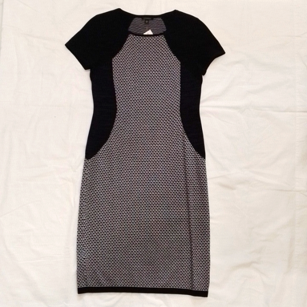 Ann Taylor Dress Black White Navy Size Medium